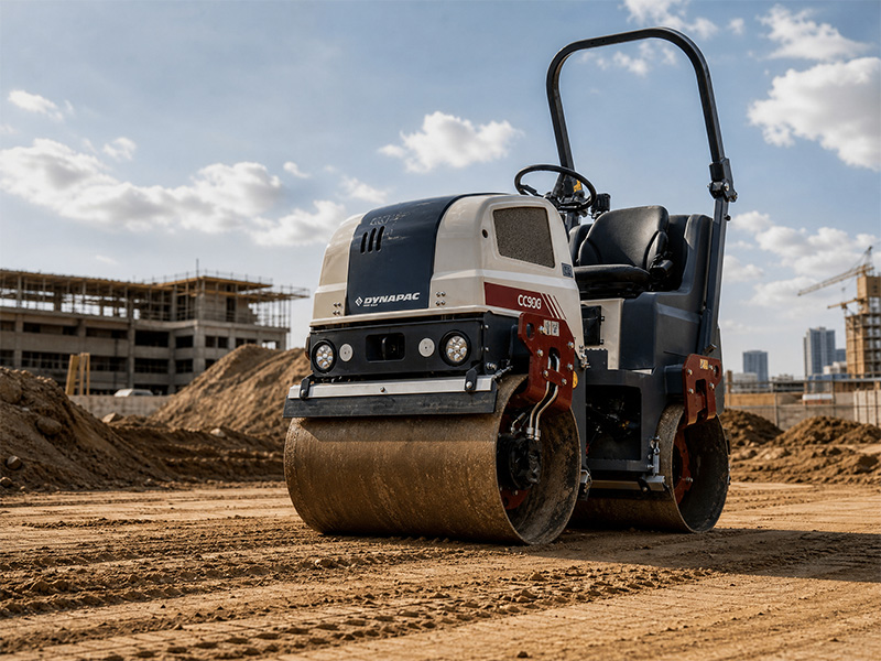 Rolo compactador CC900 em operação
